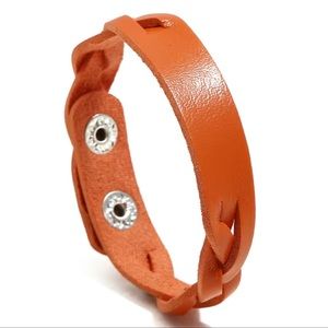Orange Braided Leather Bracelet
